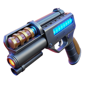 Futuristic Weapon Render Sci-Fi Gun with Energy Core and Illuminated Panel png