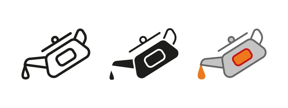 Motor oil icon. Check engine pressure symbol. Fuel level sign. Refuel and oil change pictogram. Fuel canister illustration. Car service maintenance concept. Fluid lubrication indicator. vector
