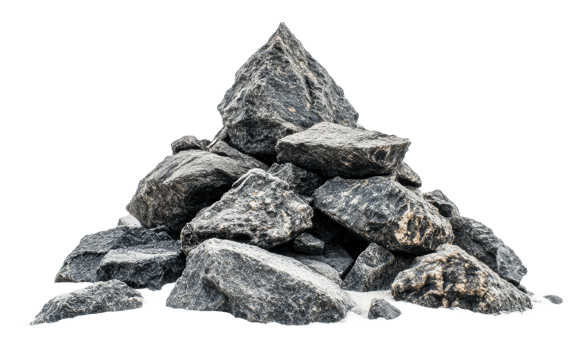 Pile of dark gray rocks on white background png