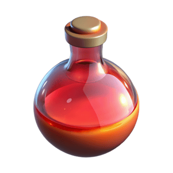 Red Potion in Glass Bottle Render png