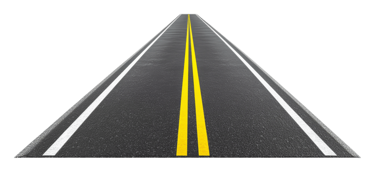 Straight road ahead with yellow markings png