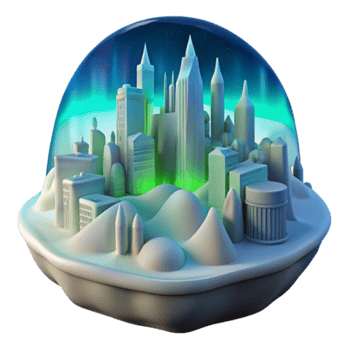 Render of Enchanting Winter Cityscape in a Snow Globe png