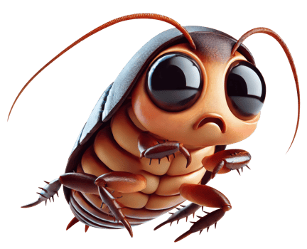 Sad Cartoon Cockroach. Adorable Cockroach with Big Eyes and a Frown png