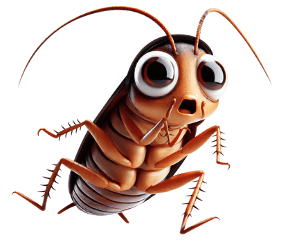 Shocked Cartoon Cockroach. Surprised and Scared png