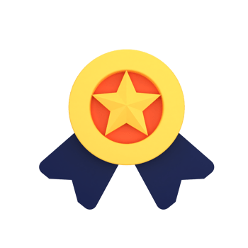 A yellow star badge with a blue ribbon png