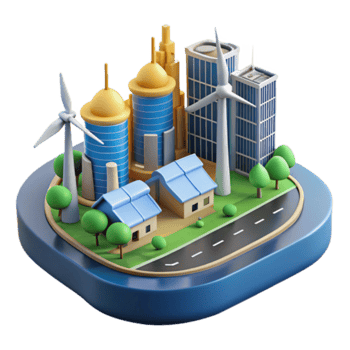 Illustration Green Cityscape Sustainable Urban Development Eco-Friendly City Model png