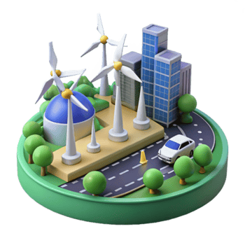 Illustration Eco-Friendly Cityscape Wind Turbines Sustainable Urban Development png