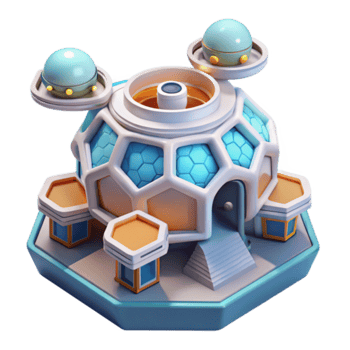 Futuristic Hexagonal Dome Building Render png