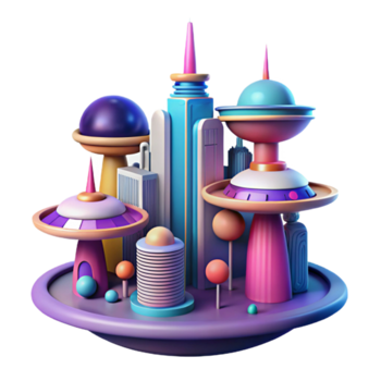 Vibrant Render of a Futuristic Cityscape png