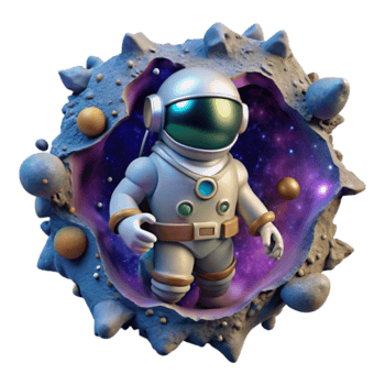 Render of Astronaut Emerging from Asteroid Space Illustration png