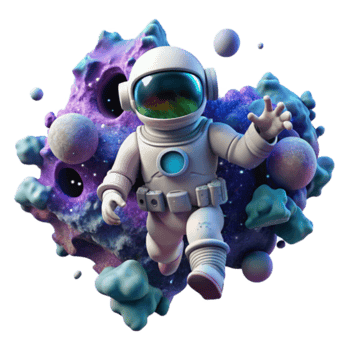 Astronaut in a vibrant cosmic nebula illustration png