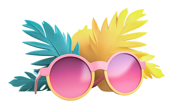 Sunglasses with vibrant tropical leaves png