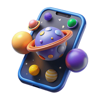 Render Colorful Planets Smartphone Illustration png