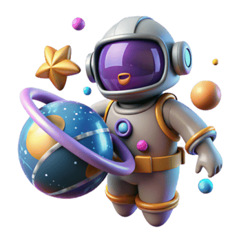 Adorable Astronaut Illustration Holding a Planet with Rings png