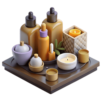Spa Day Essentials Illustration Relaxing Wellness Products and Candles png