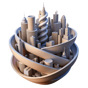 Cityscape Illustration Encapsulated in Abstract Form png
