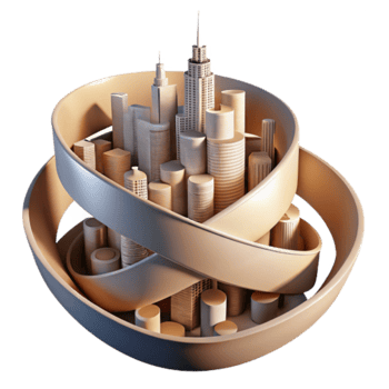 Abstract Cityscape Illustration Modern Urban Architecture in a Circular Design png