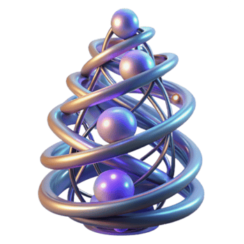 Abstract Render of Intertwined Spirals and Spheres png