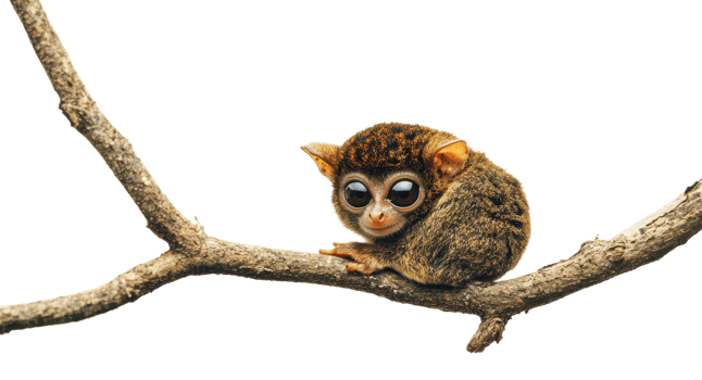 Cute primate perched on a branch in nature png