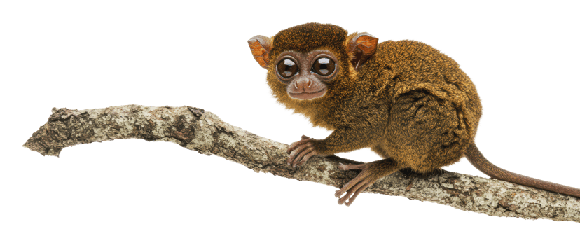 Small monkey perched on a branch in nature png