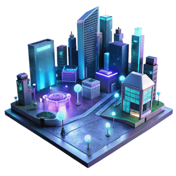 Neon Cityscape at Night Illustration png