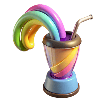Rainbow Swirl Smoothie Illustration Vibrant Colors and Playful Design png