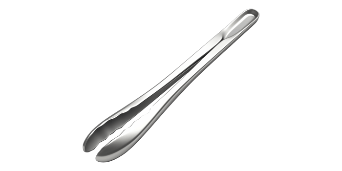 Stainless steel kitchen tongs isolated on transparent background png