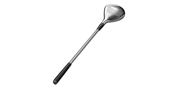 Golf club with metal head isolated on transparent background png