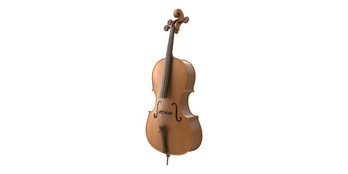 Wooden cello musical instrument isolated on transparent background png