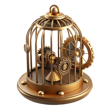 Steampunk Birdcage Gear Mechanism Render png