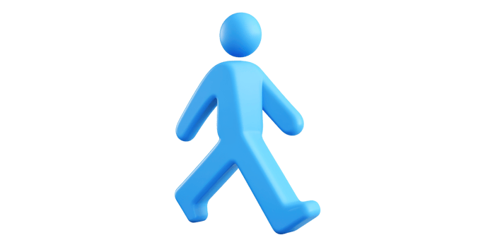 Blue 3d walking person icon isolated on transparent background png