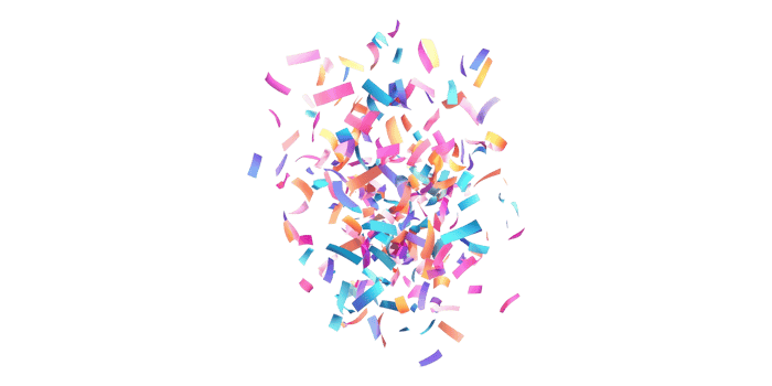 Colorful confetti shower isolated on transparent background png
