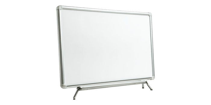Whiteboard with metal stand isolated on transparent background png