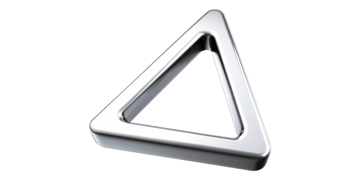 Silver triangular hollow shape isolated on transparent background png