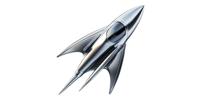 Silver space rocket ship isolated on transparent background png