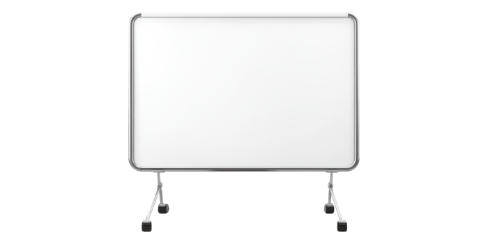 Whiteboard with metal frame isolated on transparent background png