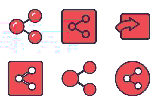 Flat Icon Set of Share Silhouettes with Outlines vector