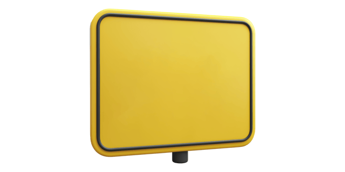 Yellow blank sign with black border isolated on transparent background png