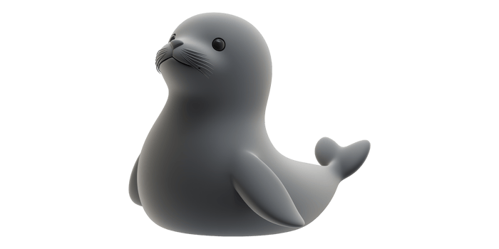 Cartoon seal figurine facing left isolated on transparent background png