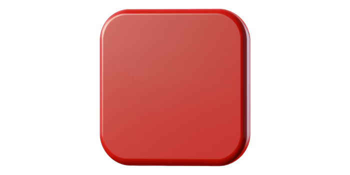 Square red button icon isolated on transparent background png