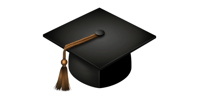 Black graduation cap with tassel isolated on transparent background png