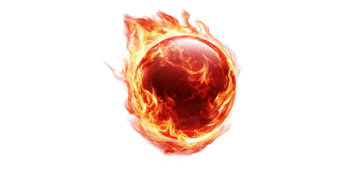 Fiery red sphere engulfed in flames isolated on transparent background png