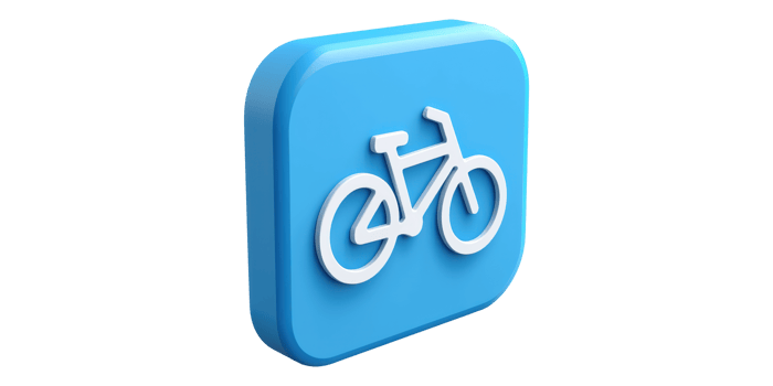 Blue bicycle icon isolated on transparent background png