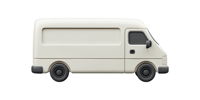 White delivery van isolated on transparent background png