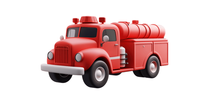 Red fire truck isolated on transparent background png