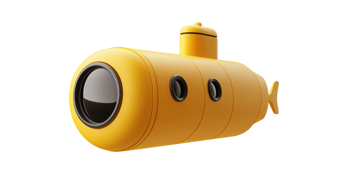 Yellow submarine toy model isolated on transparent background png