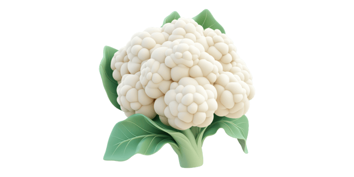 Cauliflower with green leaves isolated on transparent background png