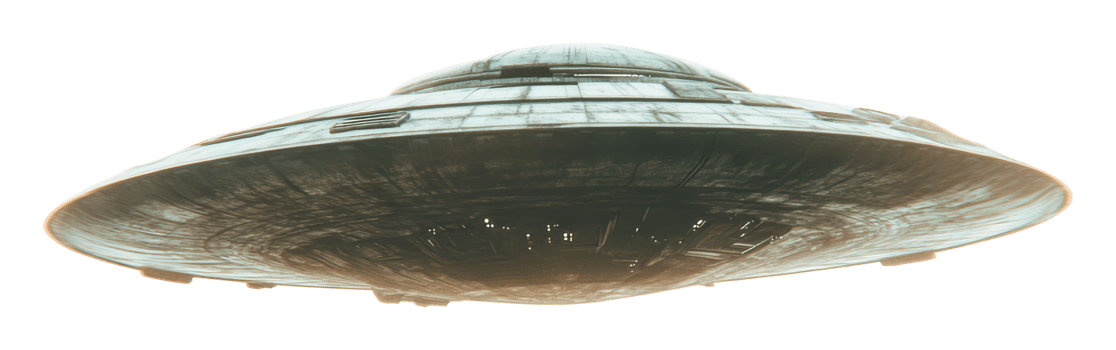 UFO hovering over a landscape during twilight png