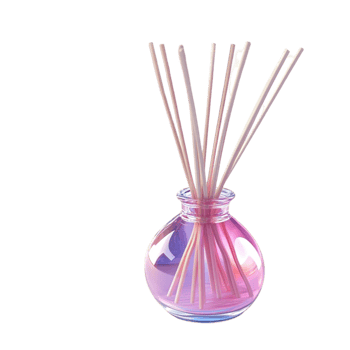 Luxurious reed diffusers in glass containers with fragrance sticks png