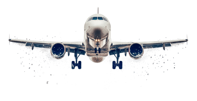 Airplane landing in snowy conditions at airport png